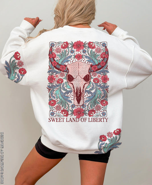 Sweet land of liberty Americana bull skull - DTF TRANSFER (AGCM)