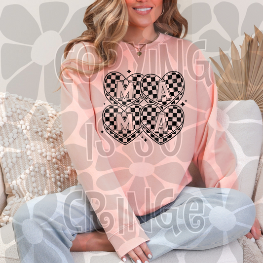 Checkered Hearts Mama-DTF TRANSFER (CFD)