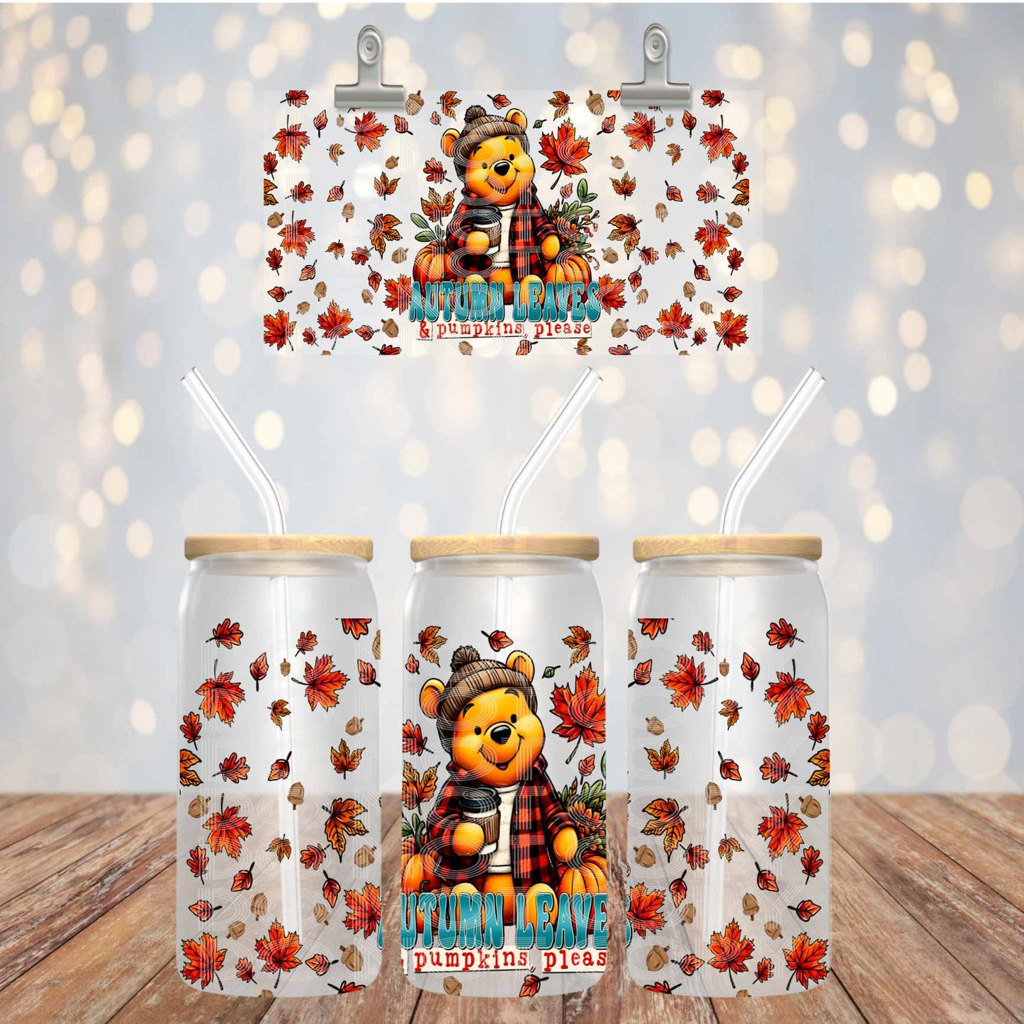 Autumn Leaves Pumpkins Please - UV dtf wrap 16oz libbey : TED