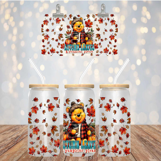Autumn Leaves Pumpkins Please - UV dtf wrap 16oz libbey : TED