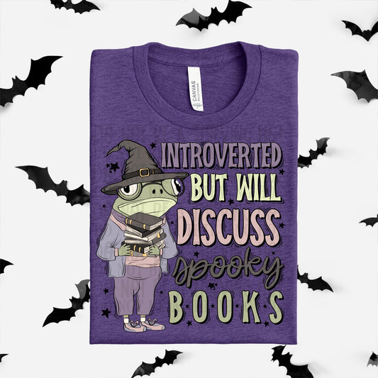 Introverted but willing to discuss spooky books Frog - DTF TRANSFER (SCRLW)