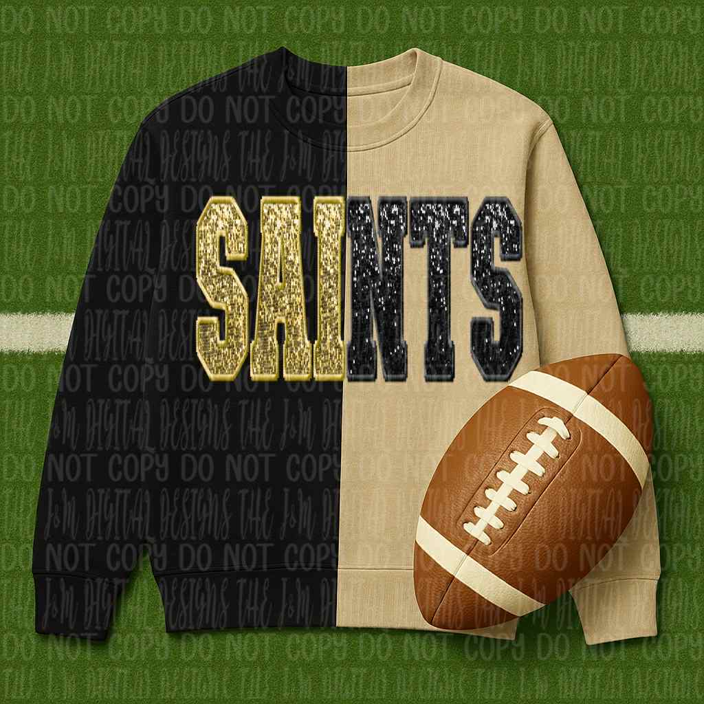 Saints ; sequin split - DTF TRANSFER (JMD)