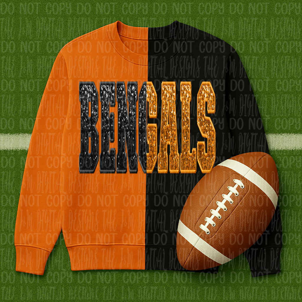 Bengals ; sequin split - DTF TRANSFER (JMD)