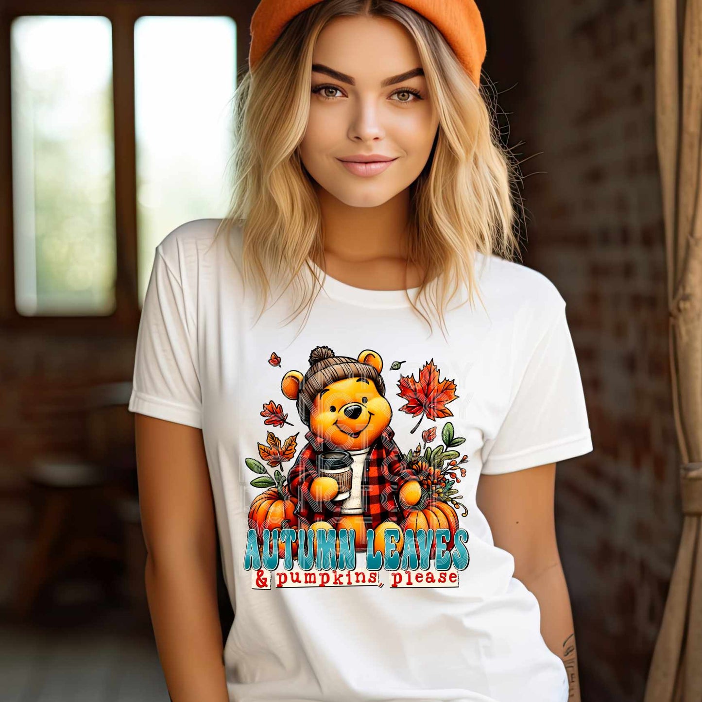 Autumn Leaves Pumpkins Please honeybear -  DTF TRANSFER (TED)