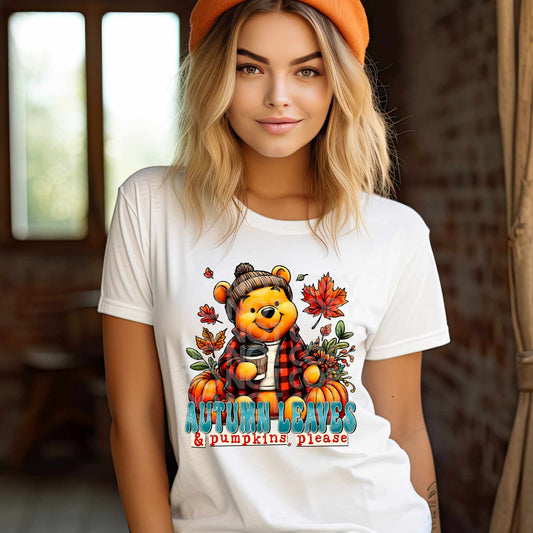 Autumn Leaves Pumpkins Please honeybear -  DTF TRANSFER (TED)