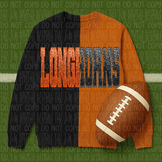 Longhorns ; sequin split - DTF TRANSFER (JMD)