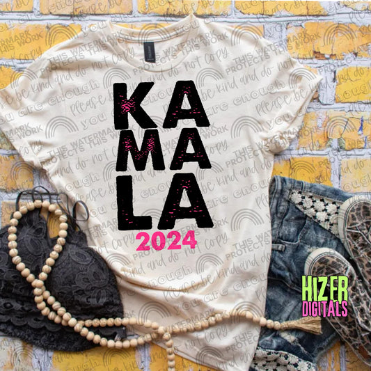 Kamala stacked pink black - DTF TRANSFER (HD)