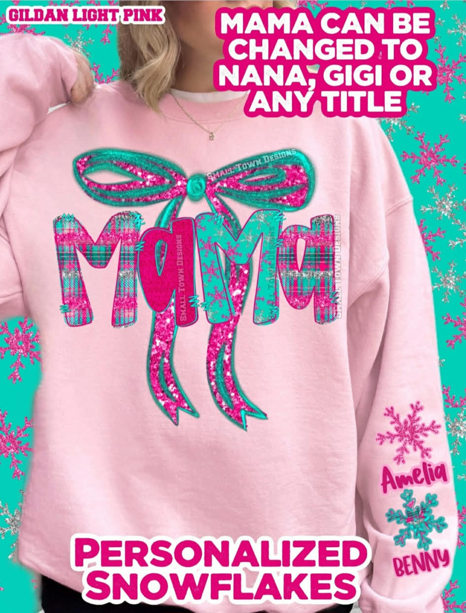 Mama pink aqua winter with sleeves - DTF TRANSFER (STD740)