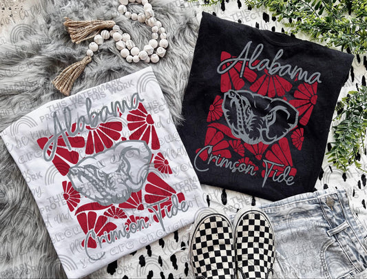 A Crimson Tide ; Retro groovy flowers EXCLUSIVE - DTF TRANSFER