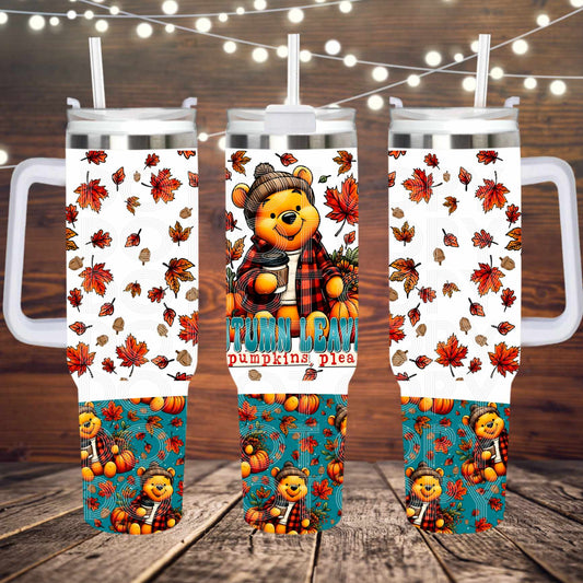 Autumn Leaves Pumpkins Please ; UV DTF 40OZ TUMBLER Wraps (top & bottom) (TED)