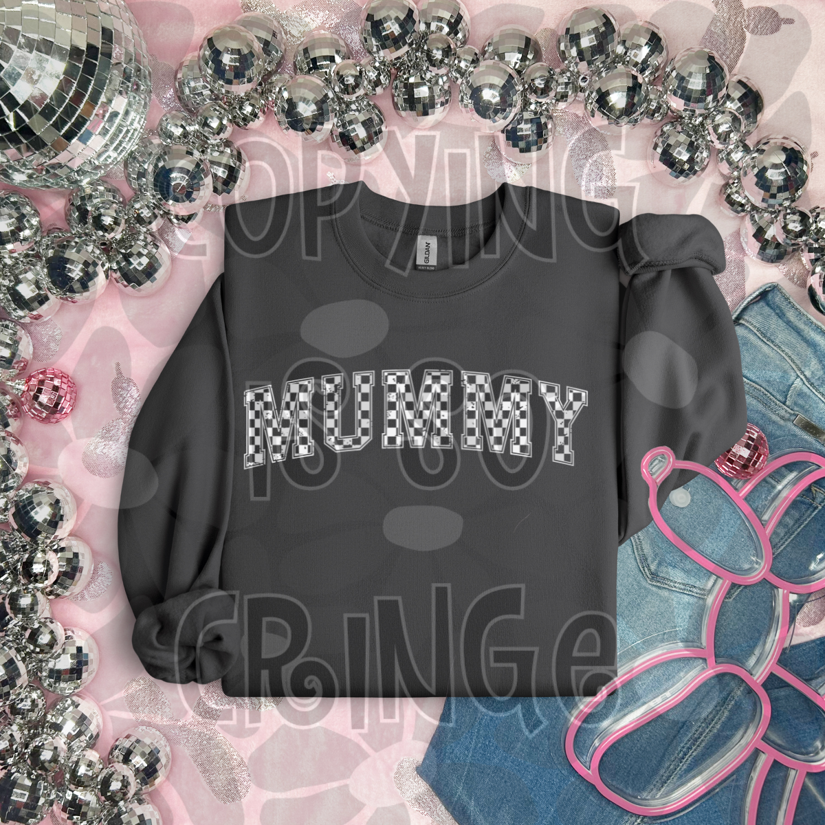 Checkered mummy-DTF TRANSFER (CFD)