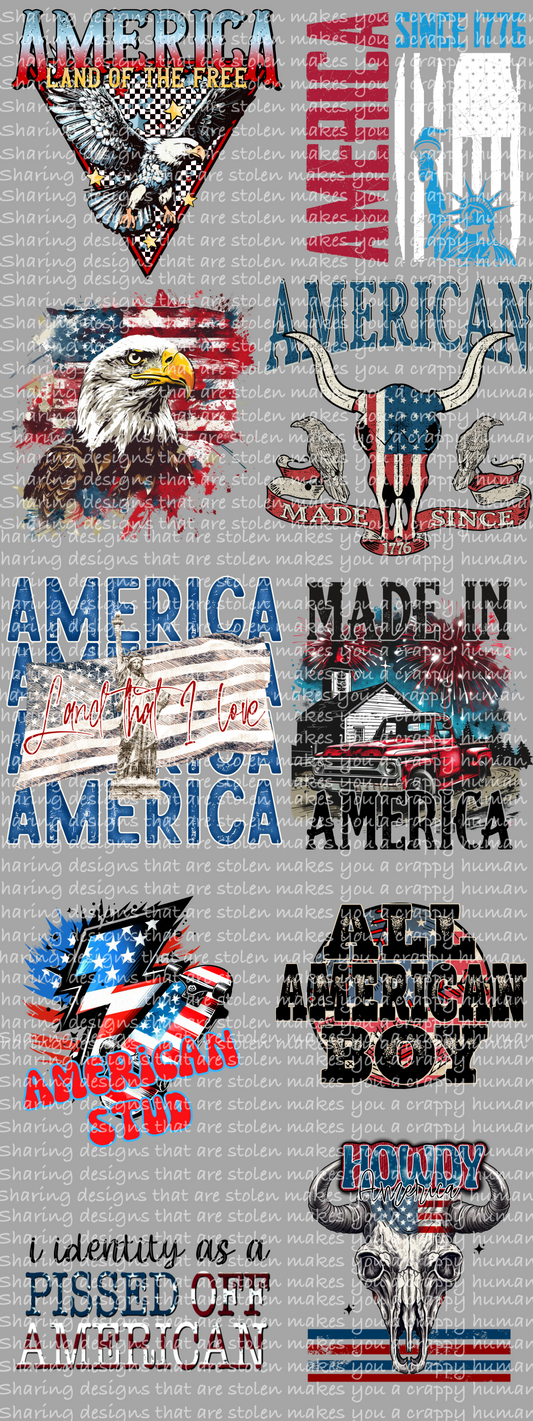 Men-boys Patriotic Mix; premade gang sheet