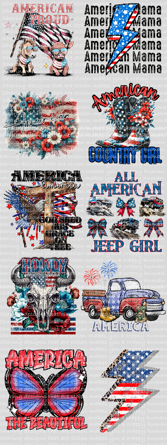 Patriotic Mix 2; premade gang sheet