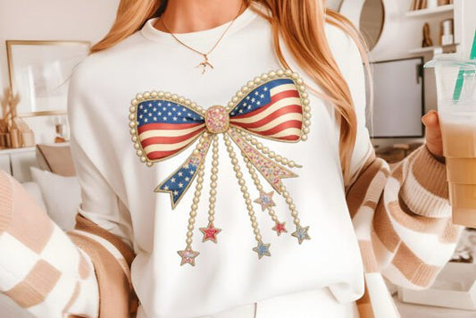 Patriotic bow-DTF TRANSFER (CFD)