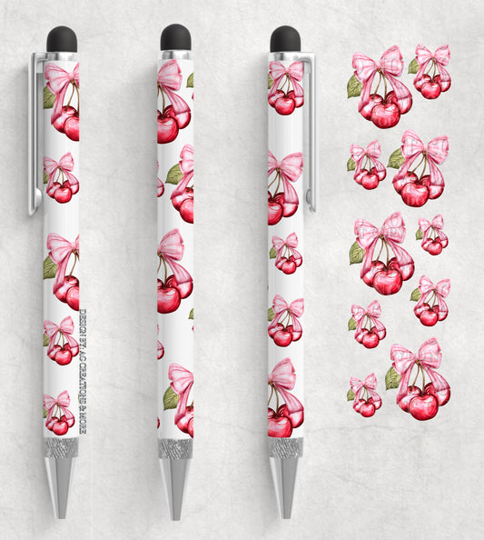 Cherry ribbons ; UV DTF pen wrap (AGCM)