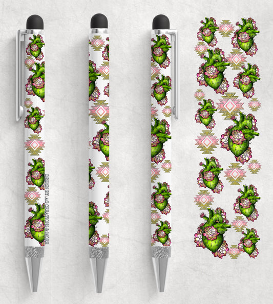 Heart cactus ; UV DTF pen wrap (AGCM)