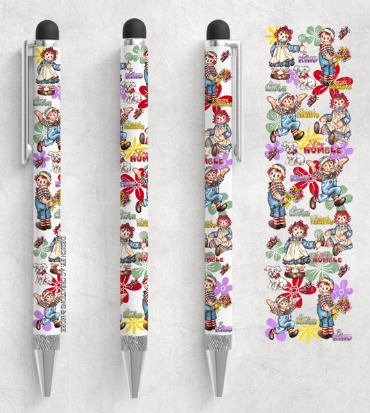 Raggedy Anne and Andy ; UV DTF pen wrap (AGCM)
