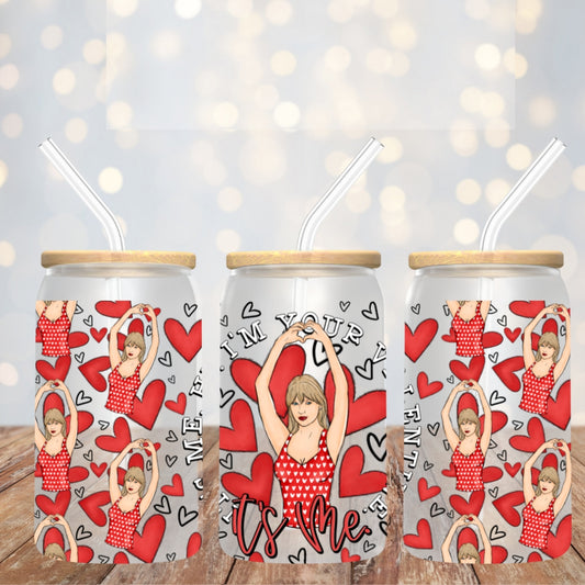 I'm Your Valentine - Libbey glass can 16oz UV DTF cup wrap decals for tumblers (TED)