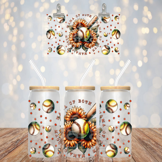 Mama Of Both Sunflowers - UV dtf wrap 16oz libbey : TED