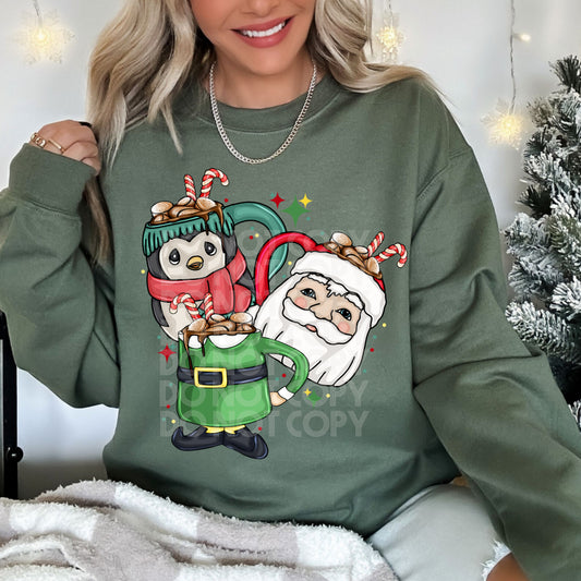 Christmas Mugs Santa, elf, penguin - DTF TRANSFER (SSDD)