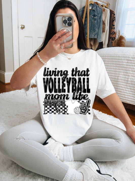 Living That Volleyball Mom Life (black)- DTF TRANSFER (DDVA FDC Sports Collab)