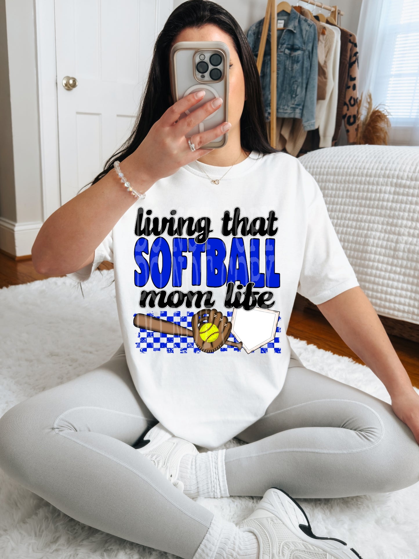 Living That Softball Mom Life (Blue)- DTF TRANSFER (DDVA FDC Sports Collab)