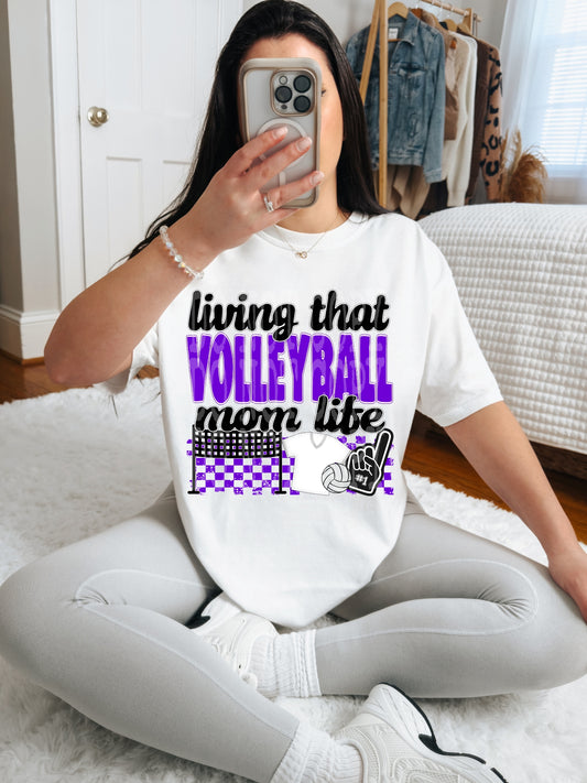 Living That Volleyball Mom Life (purple)- DTF TRANSFER (DDVA FDC Sports Collab)