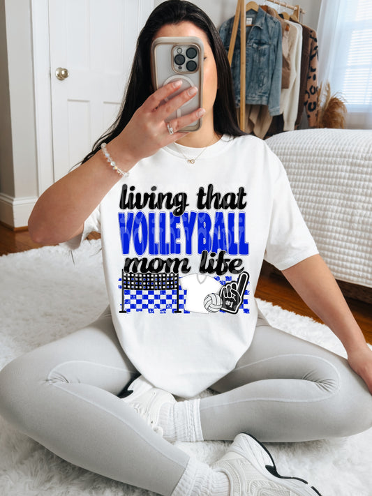Living That Volleyball Mom Life (blue)- DTF TRANSFER (DDVA FDC Sports Collab)