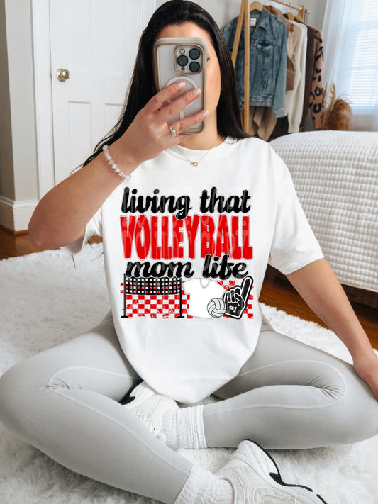Living That Volleyball Mom Life (red)- DTF TRANSFER (DDVA FDC Sports Collab)