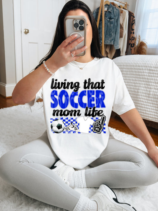Living That Soccer Mom Life (blue)- DTF TRANSFER (DDVA FDC Sports Collab)