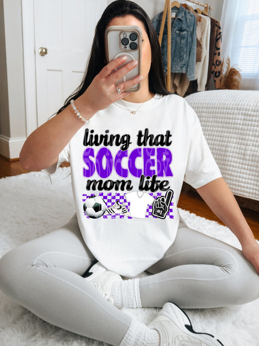 Living That Soccer Mom Life (purple)- DTF TRANSFER (DDVA FDC Sports Collab)