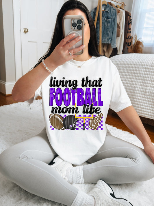 Living That Football Mom Life (Purple)- DTF TRANSFER (DDVA FDC Sports Collab)