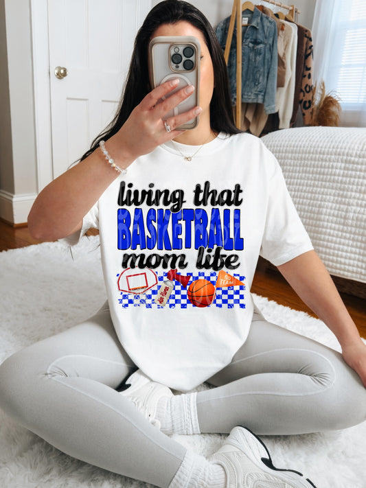 Living That Basketball Mom Life (blue)- DTF TRANSFER (DDVA FDC Sports Collab)