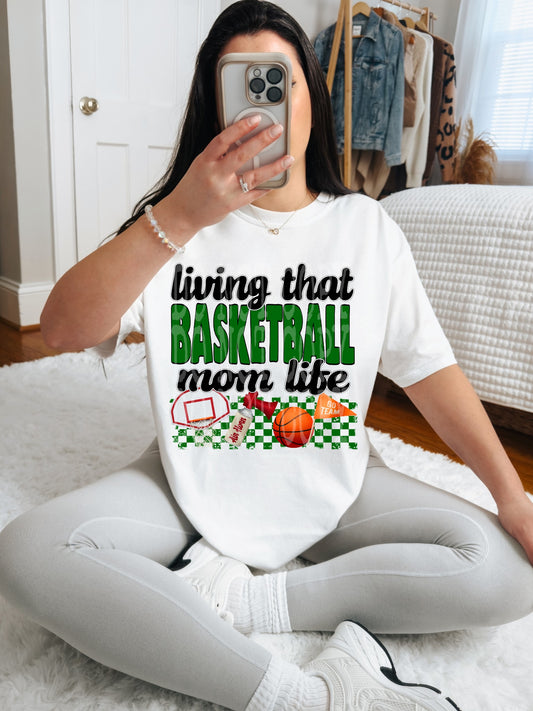 Living That Basketball Mom Life (green)- DTF TRANSFER (DDVA FDC Sports Collab)