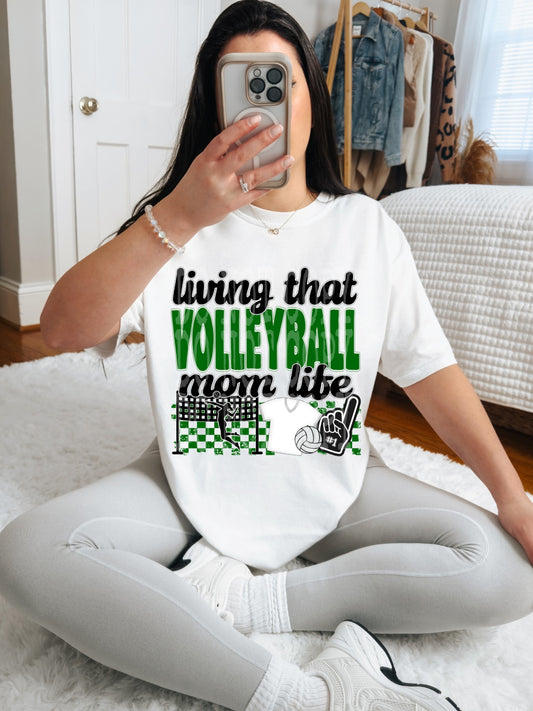 Living That Volleyball Mom Life (green)- DTF TRANSFER (DDVA FDC Sports Collab)