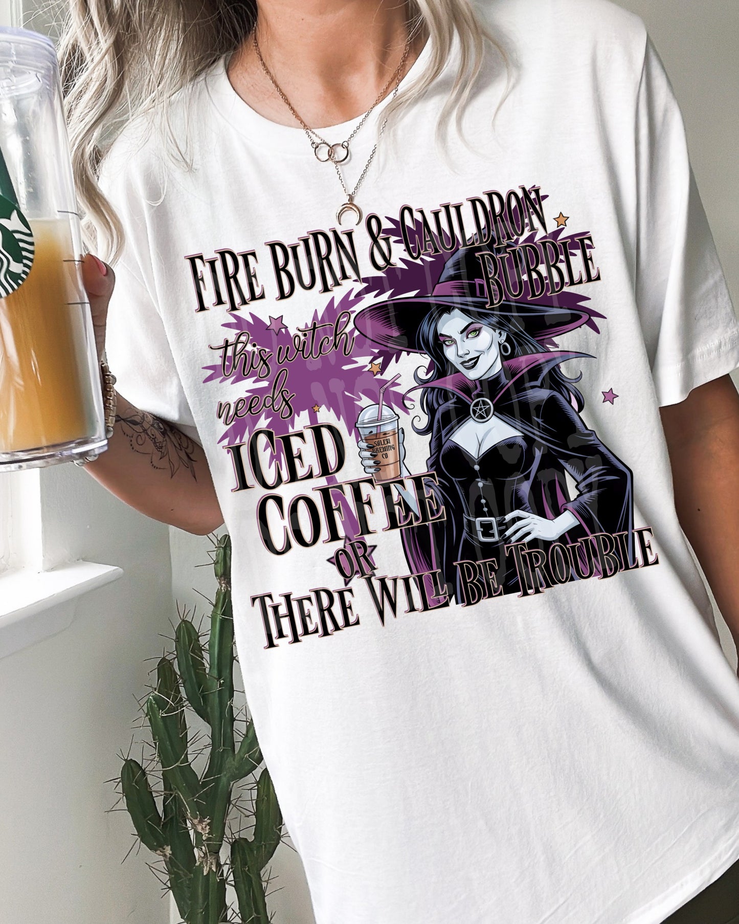 Iced Coffee Witch - DTF TRANSFER (Spooky Summer Collab)