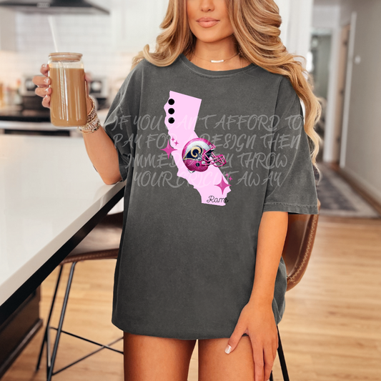 Rams - DTF TRANSFER (WRS) faux rhinestone pink helmets preppy pink football