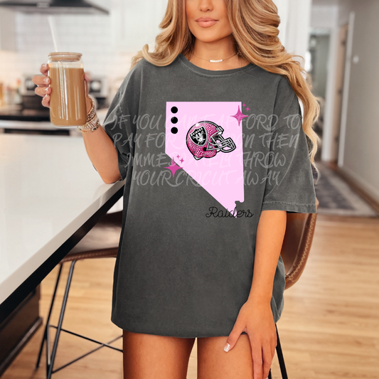 Raiders - DTF TRANSFER (WRS) faux rhinestone pink helmets preppy pink football
