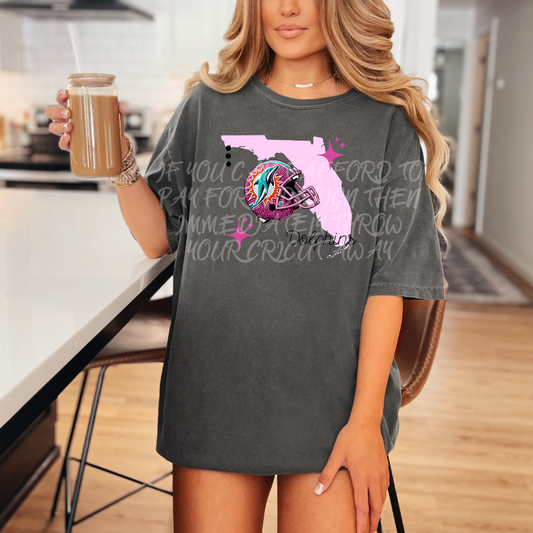 Dolphins - DTF TRANSFER (WRS) faux rhinestone pink helmets preppy pink football