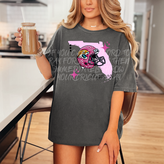 Jagaurs - DTF TRANSFER (WRS) faux rhinestone pink helmets preppy pink football