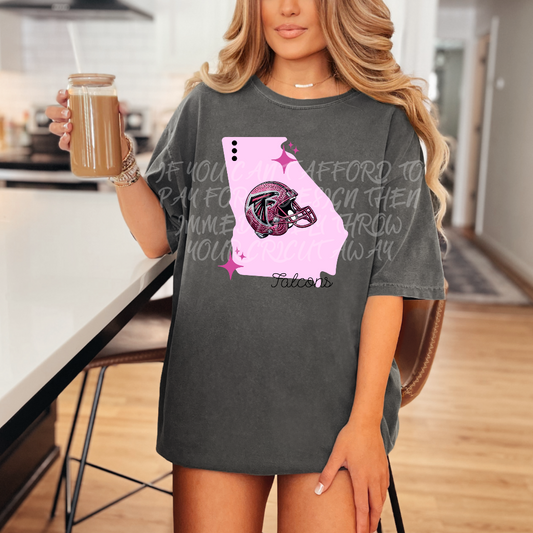 Falcons - DTF TRANSFER (WRS) faux rhinestone pink helmets preppy pink football