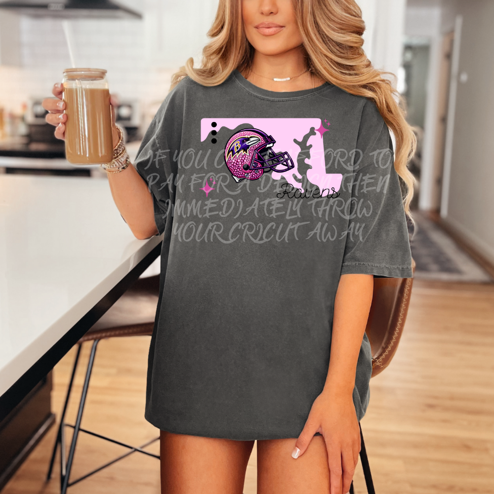 Ravens - DTF TRANSFER (WRS) faux rhinestone pink helmets preppy pink football