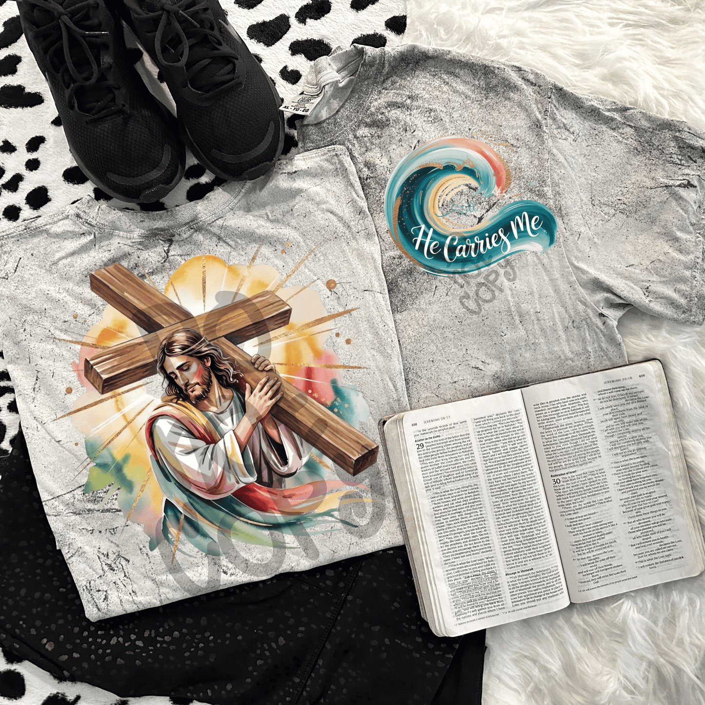 Still he carries me faith Jesus cross - DTF TRANSFER (PVC)