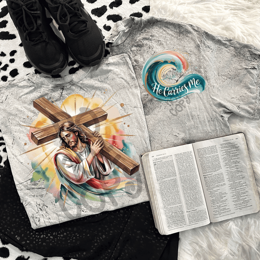 Still he carries me faith Jesus cross - DTF TRANSFER (PVC)