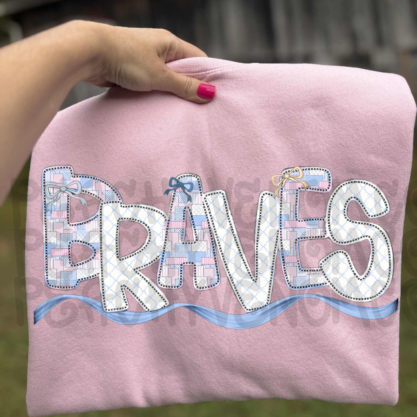 Braves bows girly patchwork - DTF TRANSFER (PVC)