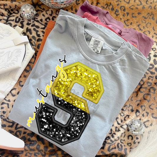 Mustangs ; double sequin - DTF TRANSFER (WFD Sept25)