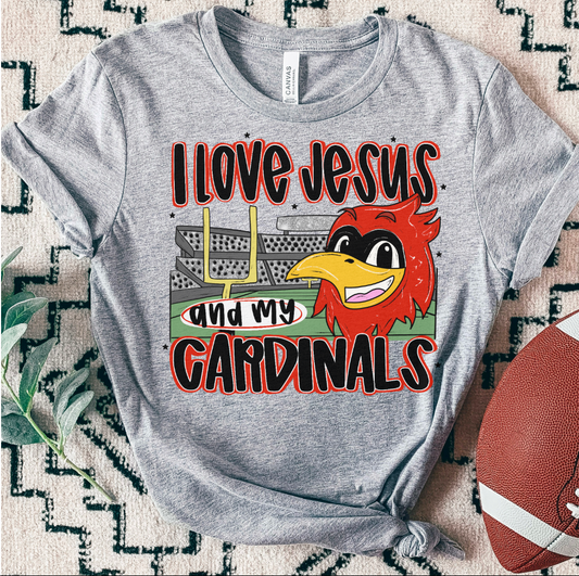 CARDINALS ; I love Jesus and Football - DTF TRANSFER (SAL JUNE25)