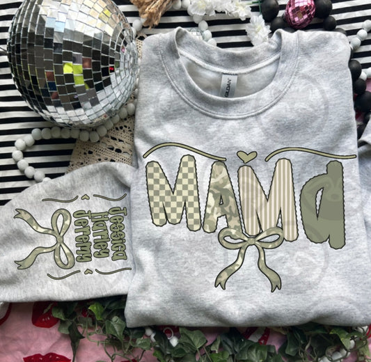 Mama camo bow CUSTOM NAMES AVAILABLE - DTF TRANSFER (WFD)