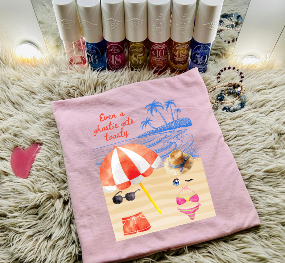 Even a ghosty gets toasty- DTF TRANSFER (Spooky Summer Collab)