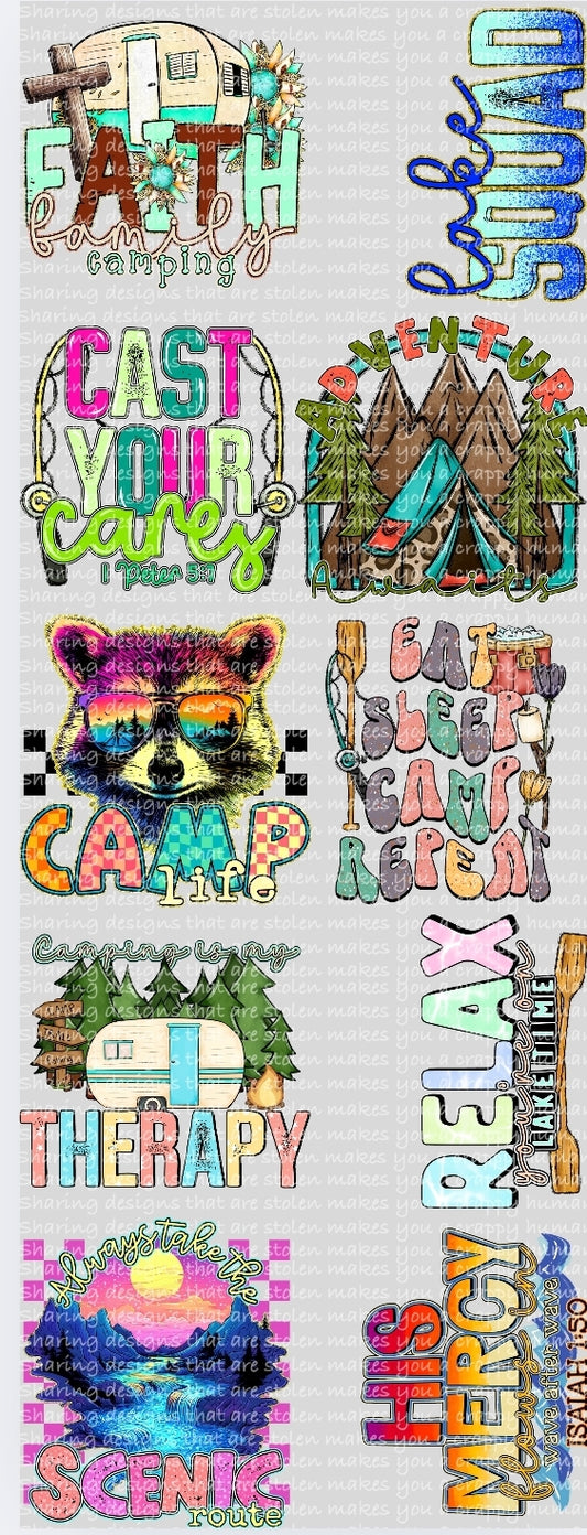 Camping (incl faith-based) premade gang sheet (CST)